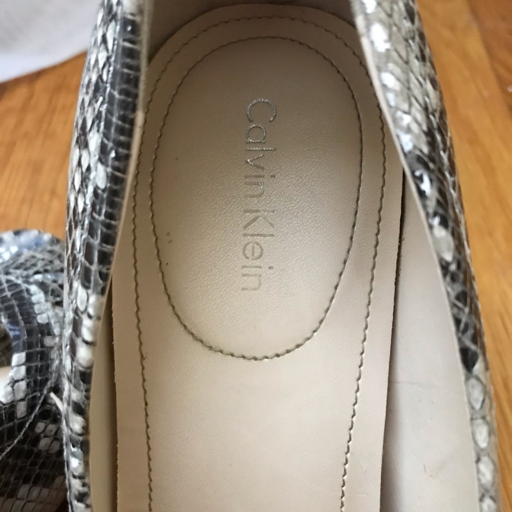 Calvin Klein Open Toe Snakeskin Wedges - Picture 6 of 8